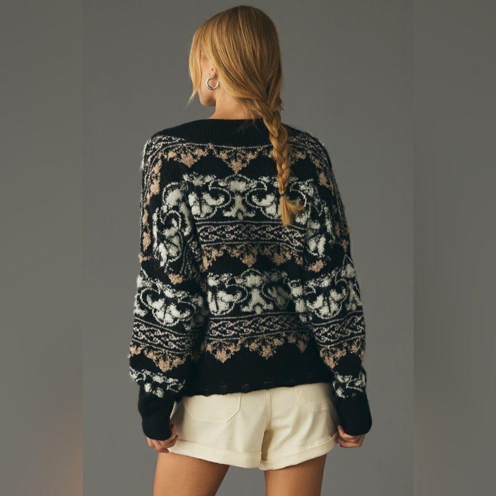 NWT Anthropologie Textured V-Neck Sweater - Picture 3 of 4